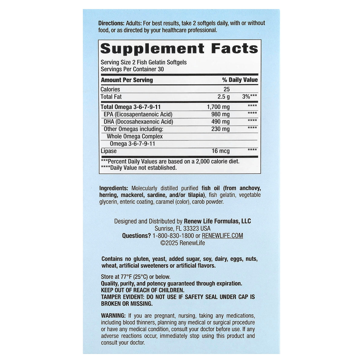 Renew Life, Critical Omega, Norwegian Gold Omega-3 Fish Oil, 60 Enteric-Coated S