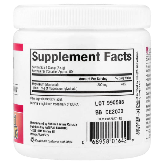 Natural Factors, Magnesium Bisglycinate, Pure, 200 mg, 4.2 oz (145 g)