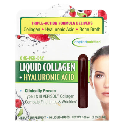 Applied Nutrition, Liquid Collagen + Hyaluronic Acid, 10 Liquid-Tubes, 3.35 fl oz (100 ml)
