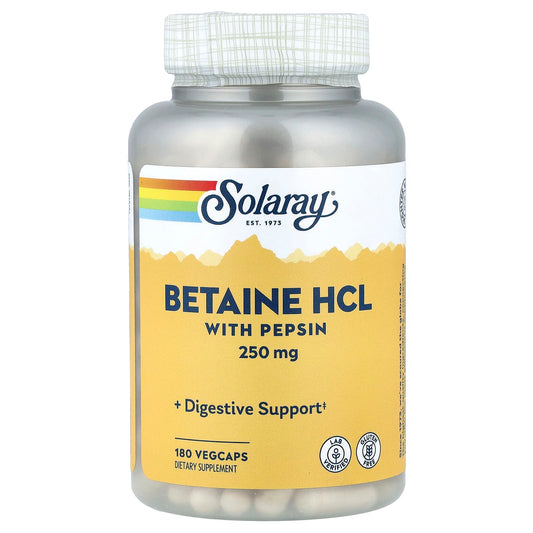 Solaray, Betaine HCL with Pepsin, 180 VegCaps