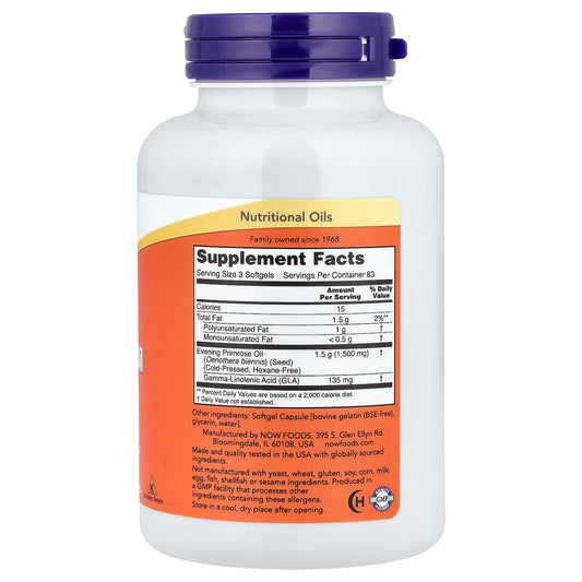 NOW Foods, Evening Primrose Oil, 500 mg, 250 Softgels