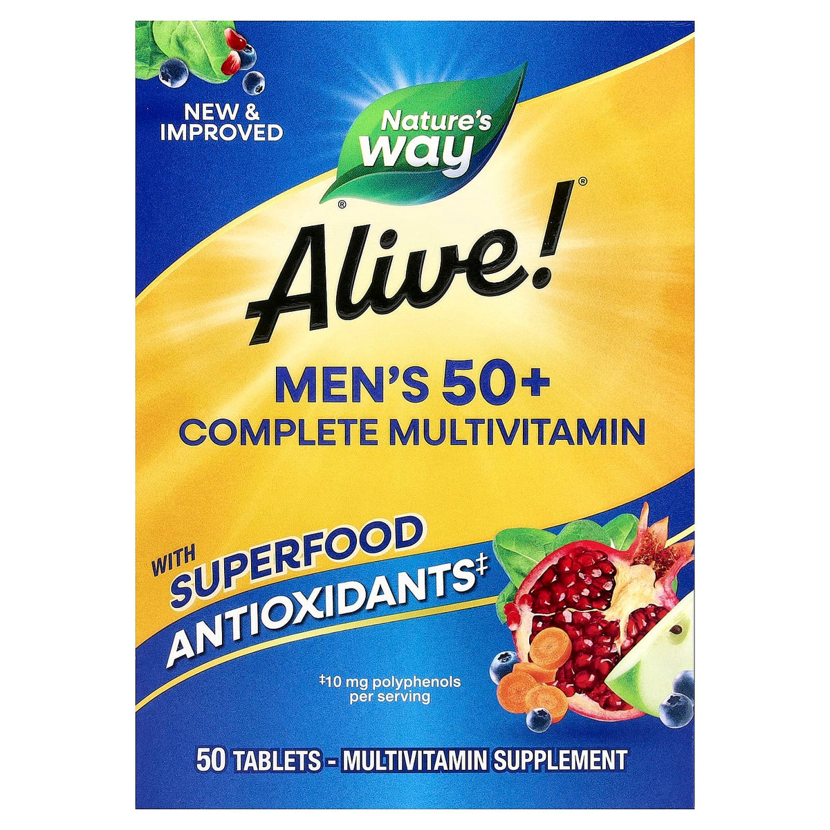 Natures Way Alive Mens 50+ Complete Multivitamin 50 Tablets