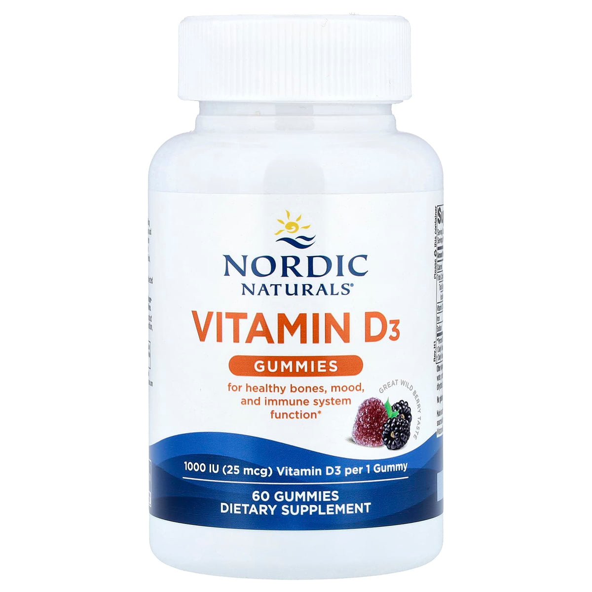Nordic Naturals, Vitamin D3 Gummies, Wild Berry, 1,000 IU, 60 Gummies