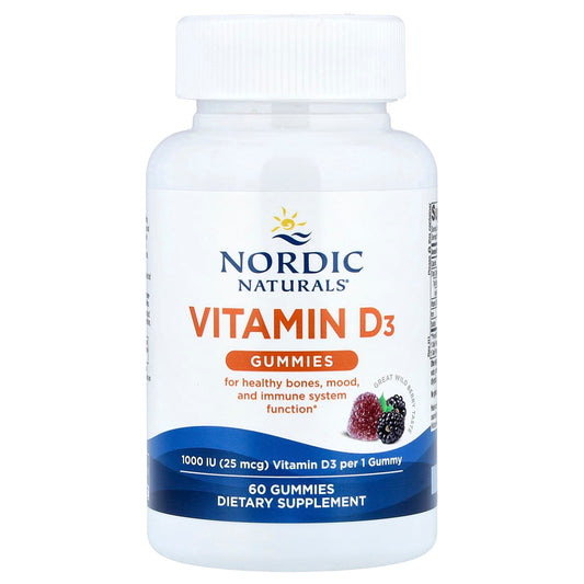 Nordic Naturals, Vitamin D3 Gummies, Wild Berry, 1,000 IU, 60 Gummies