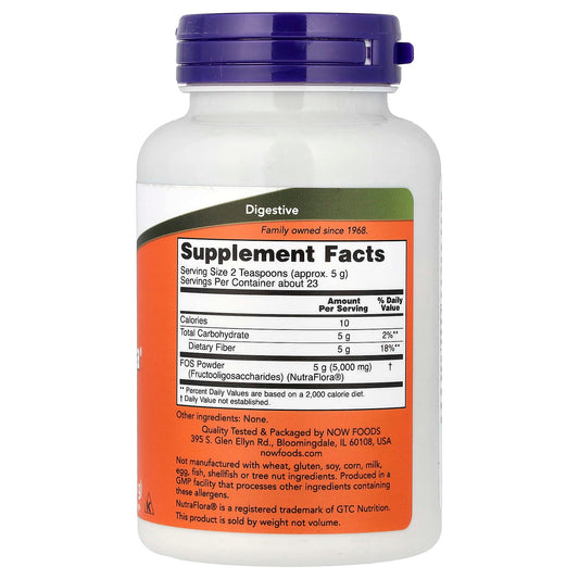 NOW Foods, NutraFlora® FOS, Pure Powder, 4 oz (113 g)