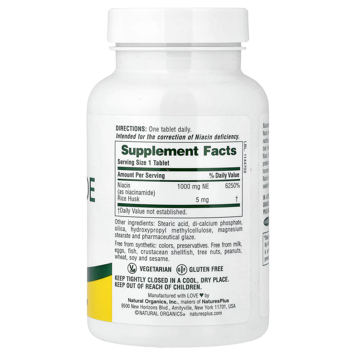 Nature's Plus, Niacinamide, 1000 mg, 90 Tablets