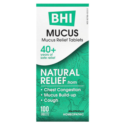MediNatura, BHI, Mucus Relief, 100 Tablets