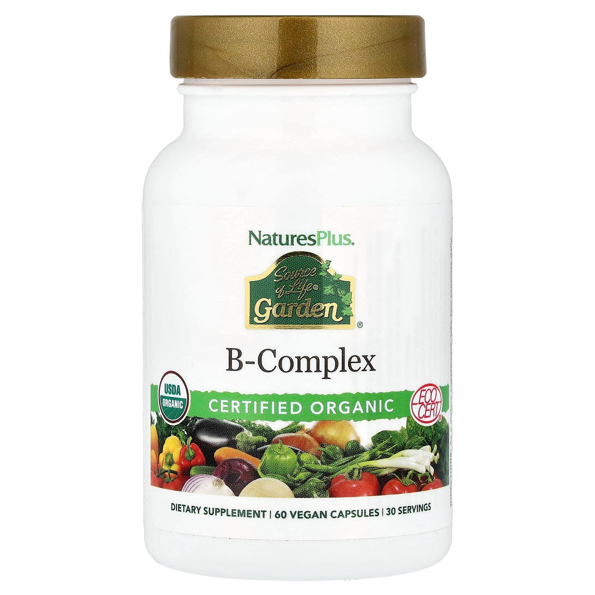 Nature's Plus, Source of Life Garden, Certified Organic B-Complex, 60 Vegan Caps
