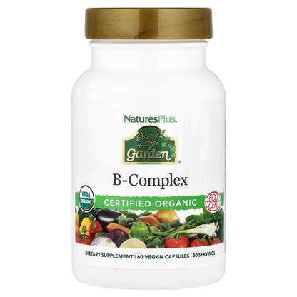 Nature's Plus, Source of Life Garden, Certified Organic B-Complex, 60 Vegan Caps