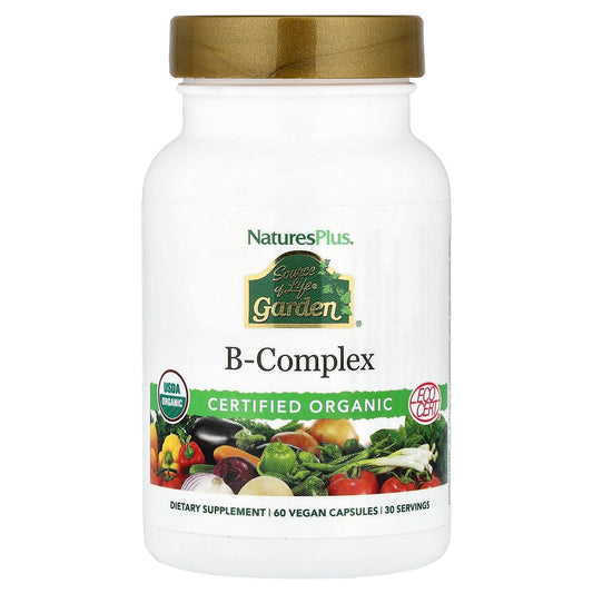 Nature's Plus, Source of Life Garden, Certified Organic B-Complex, 60 Vegan Caps