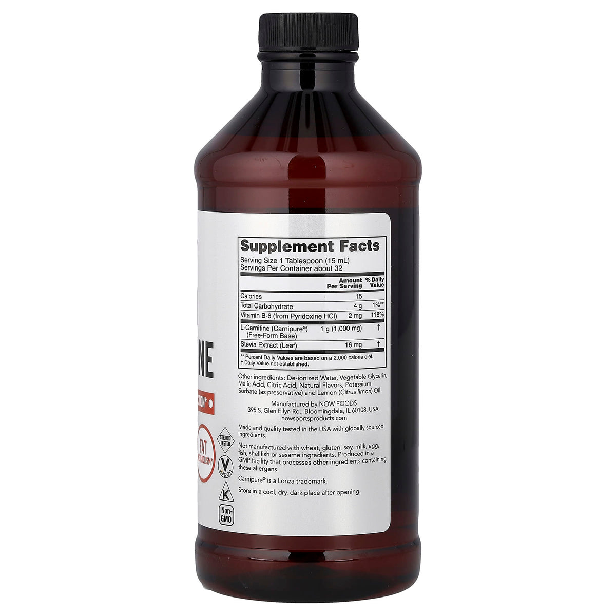 NOW Foods Sports Liquid L-Carnitine 473 ml (16 fl oz)