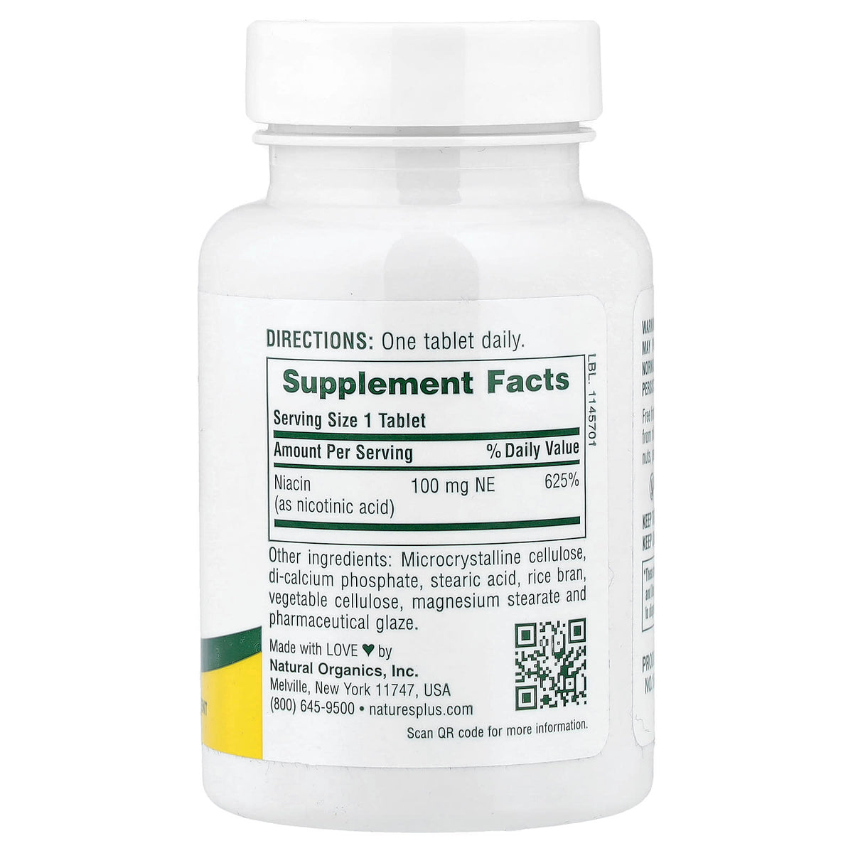 Nature's Plus, Niacin, 100 mg, 90 Tablets
