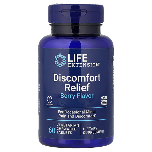 Life Extension, Discomfort Relief, Berry, 60 Vegetarian Chewable Tablets (600 mg per Tablet)