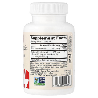 Jarrow R-Alpha Lipoic Acid with Biotin 60 Veg Caps