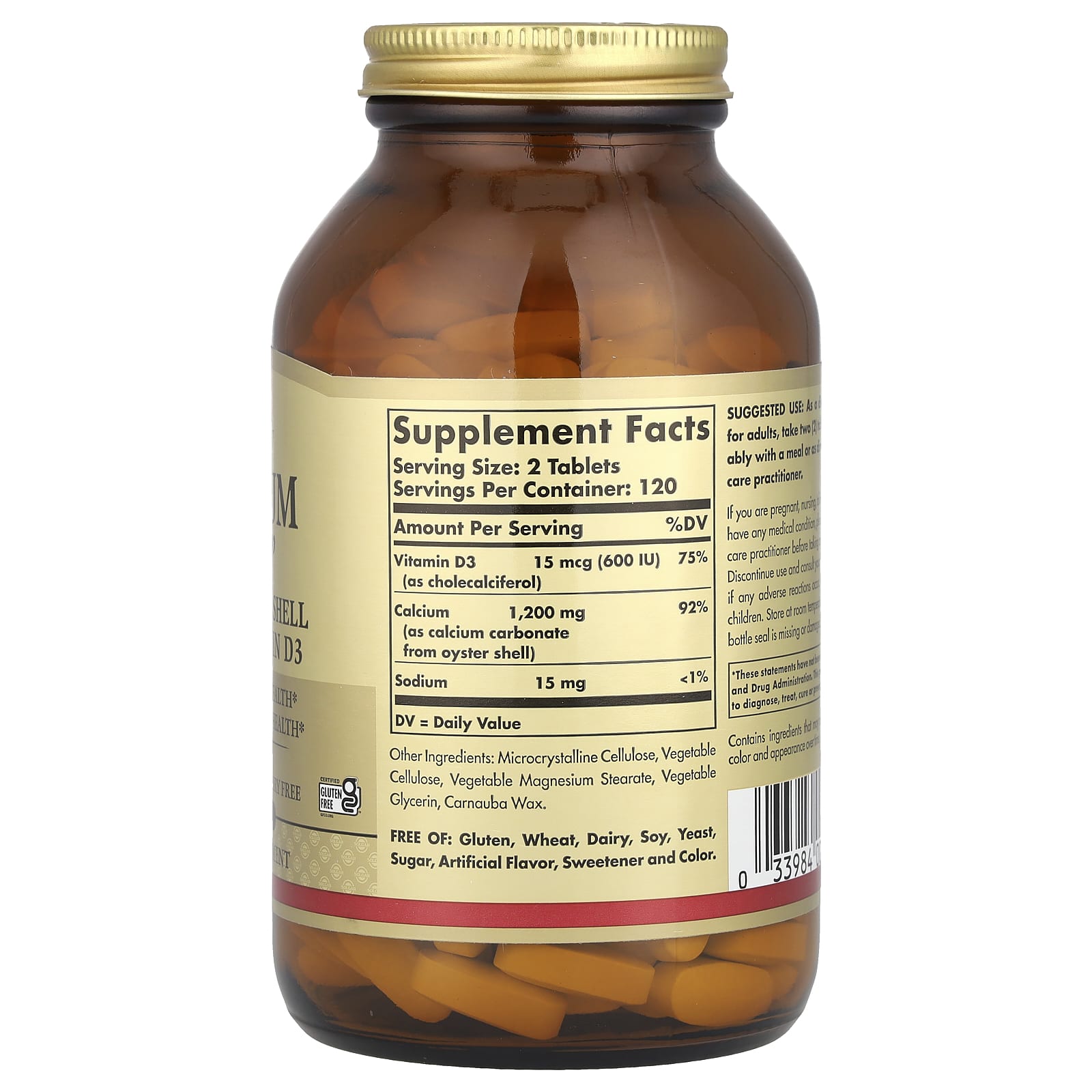 Solgar, Calcium "600" from Oyster Shell with Vitamin D3, 240 Tablets