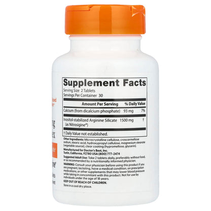 Doctor's Best, Fast Acting Arginine Complex with Nitrosigine, 750 mg, 60 Tablets