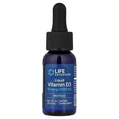 Life Extension, Liquid Vitamin D3, Mint, 50 mcg (2,000 IU), 1 fl oz (29.57 ml)