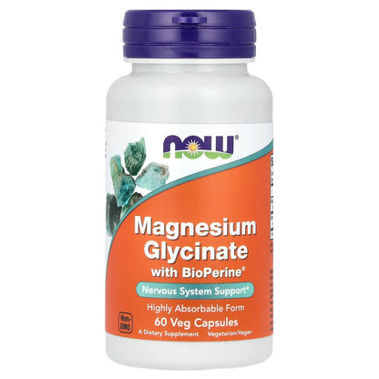 NOW Foods Magnesium Glycinate With BioPerine 60 Caps