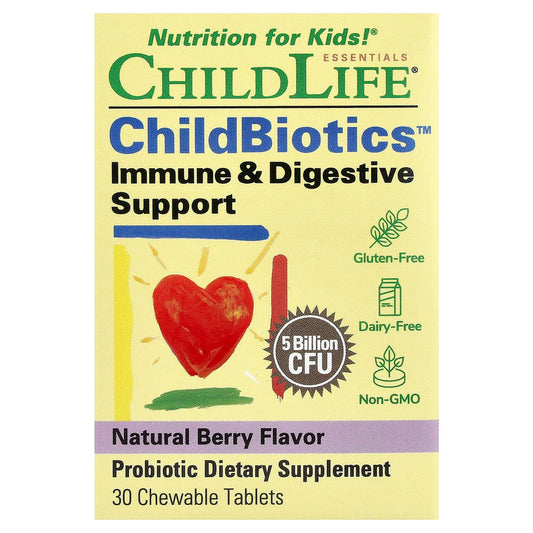 ChildLife Essentials, ChildBiotics™, Immune & Digestive Support, Natural Berry, 30 Chewable Tablets