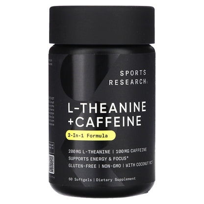 Sports Research L-Theanine & Caffeine, 2-in-1 Formula 60 Softgels