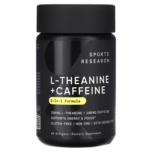 Sports Research L-Theanine & Caffeine, 2-in-1 Formula 60 Softgels