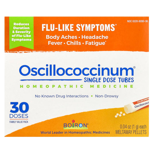 Boiron, Oscillococcinum, Flu-Like Symptoms, Age 2 & Up, 30 Quick-Dissolving Pellets, 0.04 oz Each