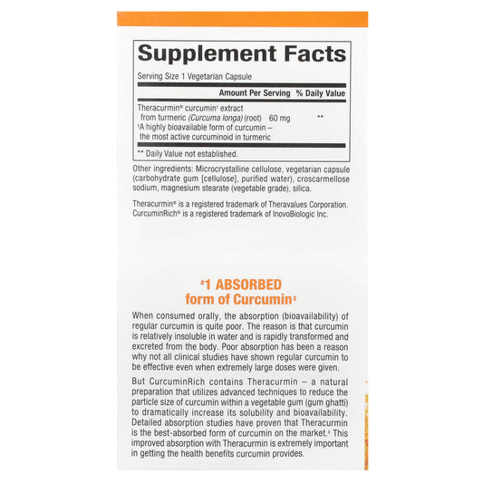 Natural Factors, CurcuminRich®, Theracurmin®, 60 mg, 120 Vegetarian Capsules