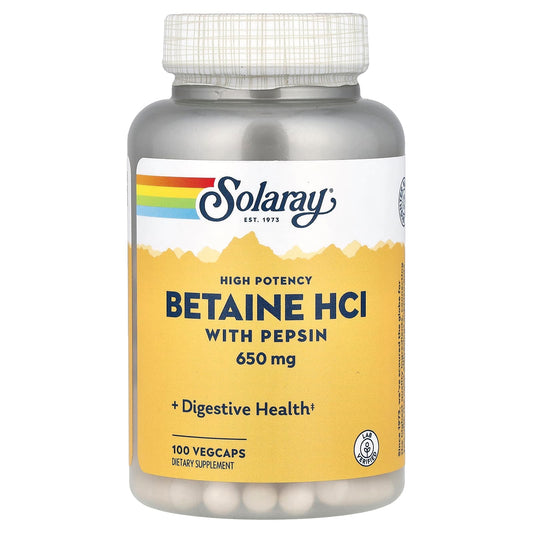 Solaray, High Potency Betaine HCl with Pepsin, 100 VegCaps