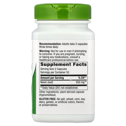 Nature's Way, Neem Leaf, 950 mg, 100 Vegan Capsules (475 mg per Capsule)