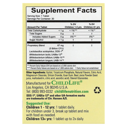 ChildLife Essentials, ChildBiotics™, Immune & Digestive Support, Natural Berry, 30 Chewable Tablets