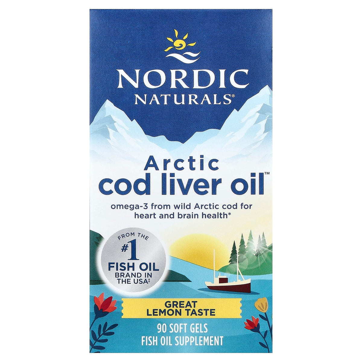 Nordic Naturals, Arctic Cod Liver Oil, Lemon, 750 mg, 90 Soft Gels