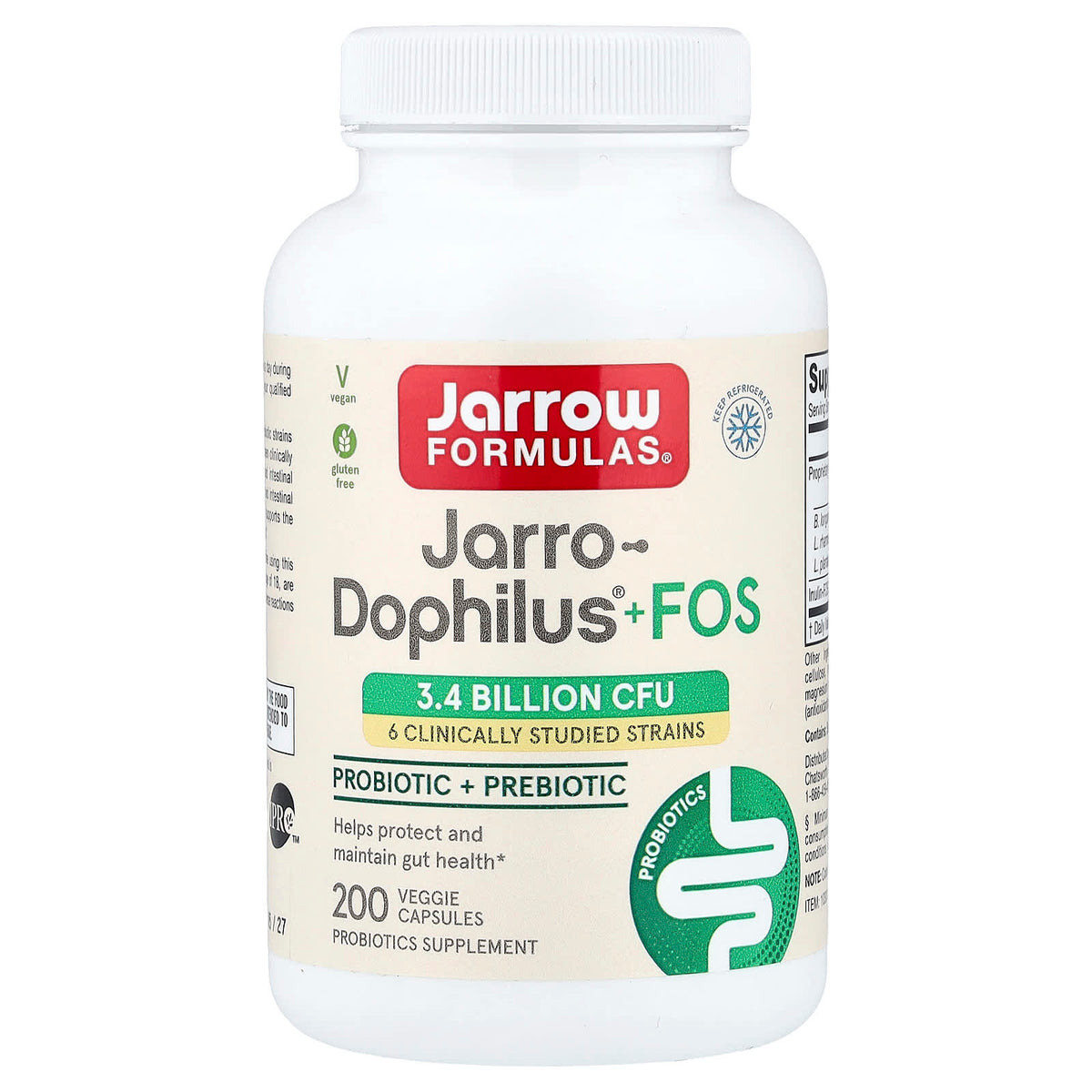 Jarrow Formulas, Jarro-Dophilus + FOS, 3.4 Billion, 200 Capsules