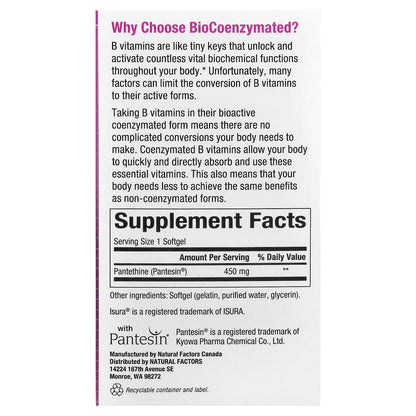 Natural Factors Biocoenzymated B5 450 mg 60 Softgels