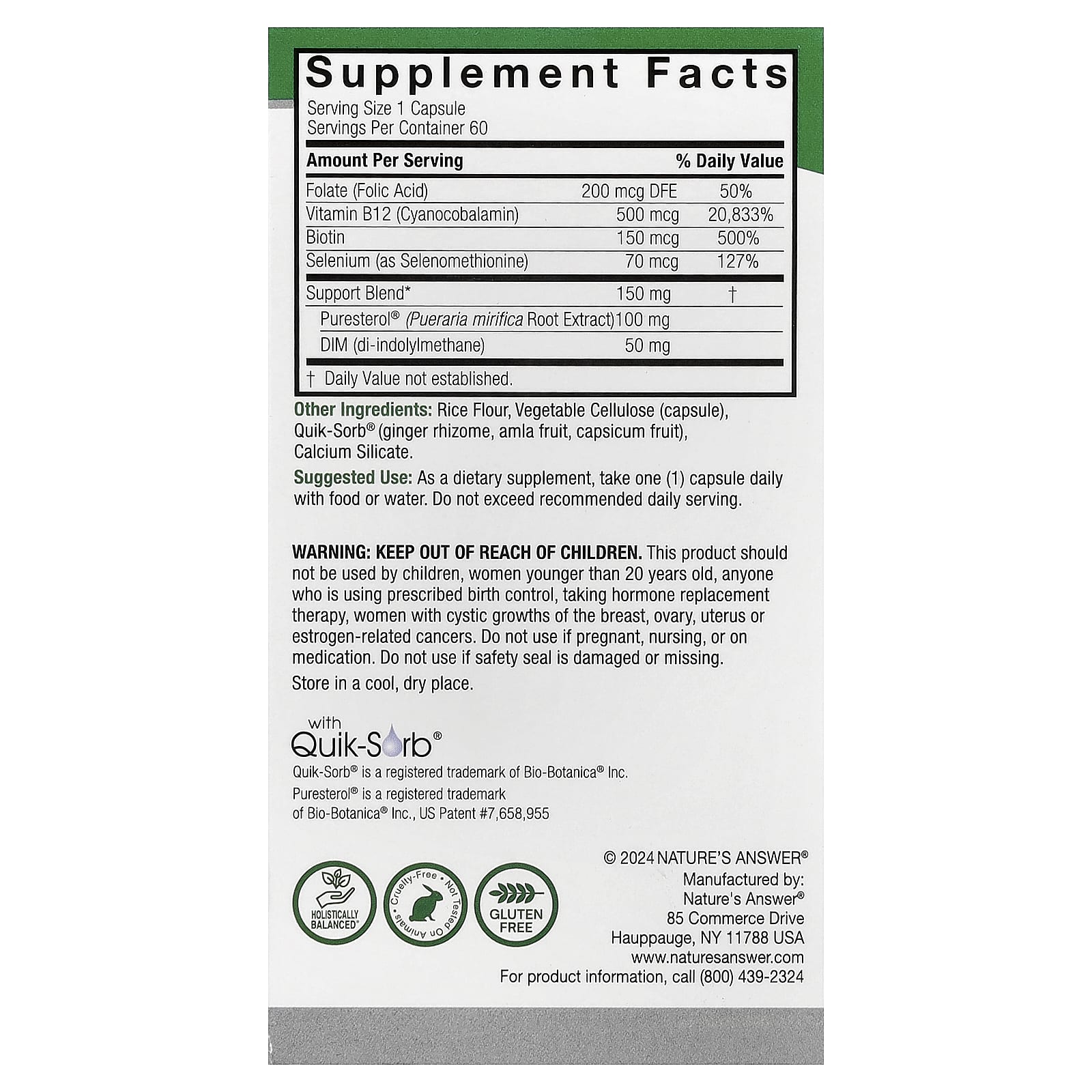 Nature's Answer, Pueraria Mirifica, 60 Vegetarian Capsules