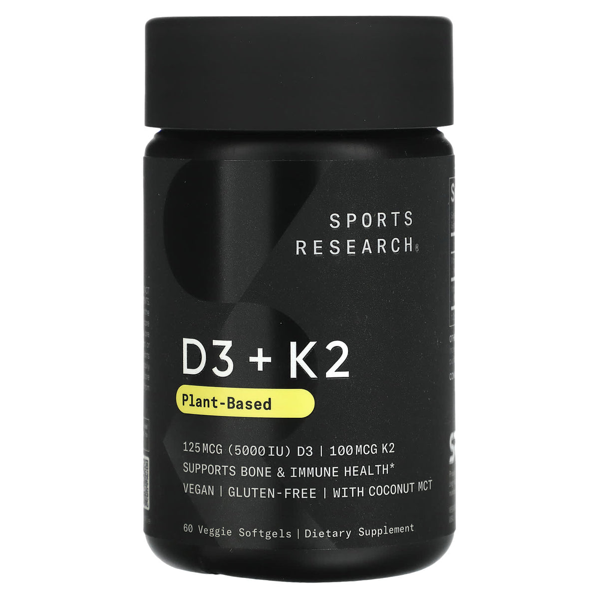 Sports Research D3 + K2, Plant Based, / 125 mcg 60 Softgels