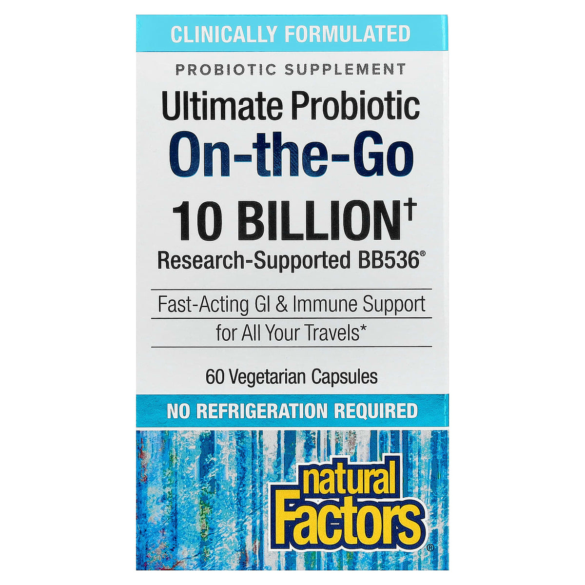 Natural Factors Travel Biotic BB536 10 Billion CFU 60 Veg Caps, FREE POSTAGE