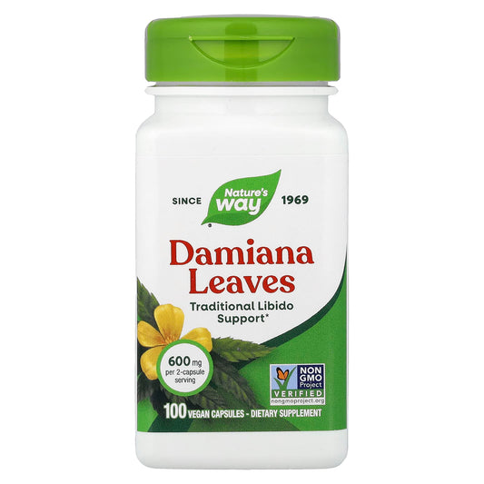 Nature's Way, Damiana Leaves, 600 mg, 100 Vegan Capsules (300 mg per Capsule)
