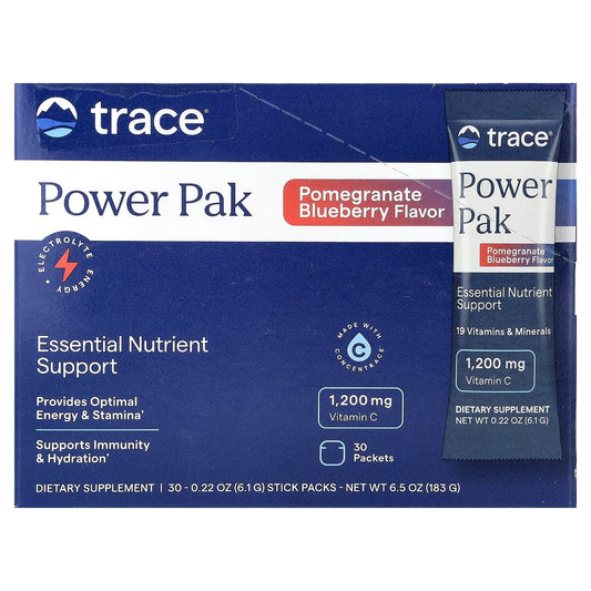Trace, Power Pak, Essential Nutrient Support, Pomegranate Blueberry, 30 Stick Packs, 0.22 oz (6.1 g) Each