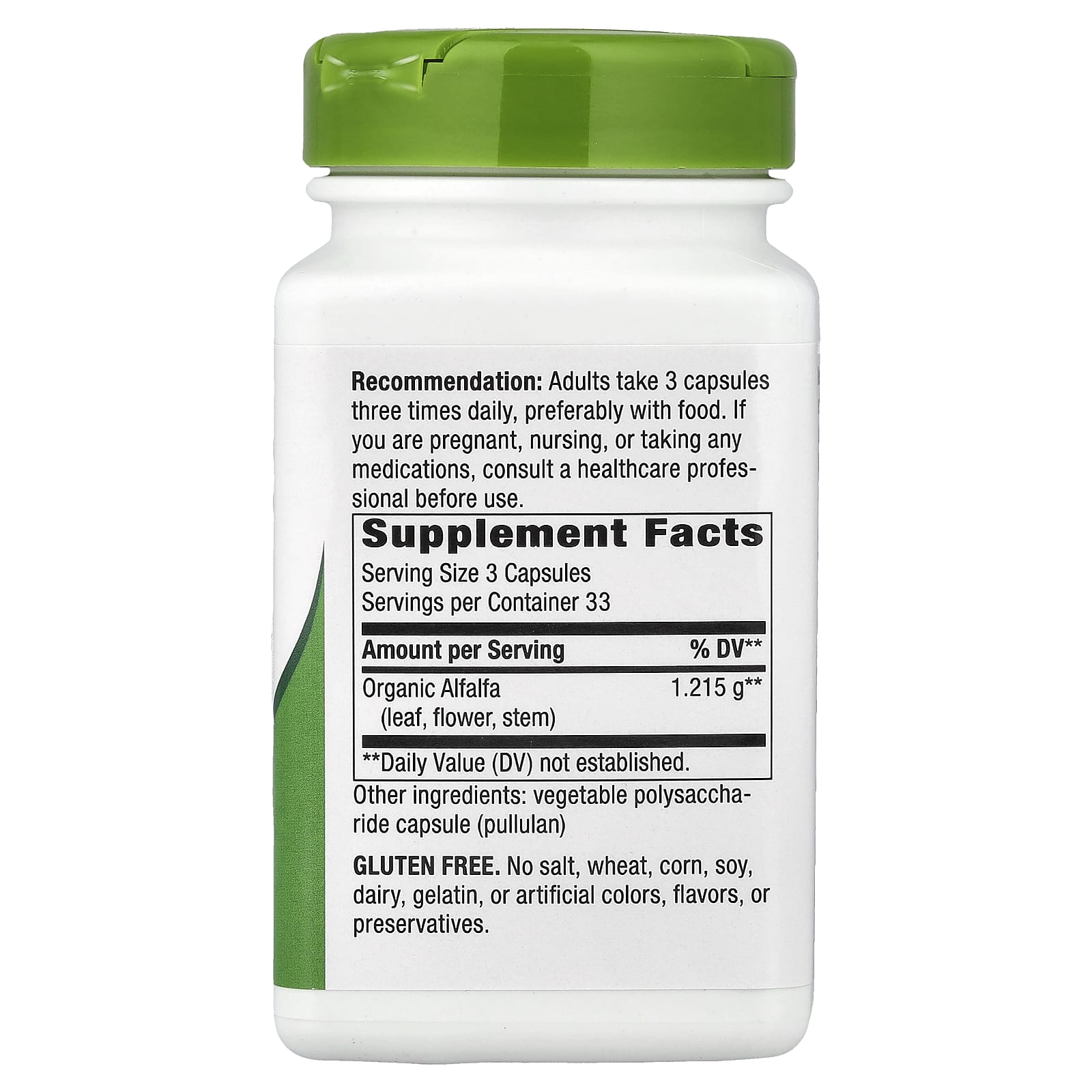 Nature's Way, Alfalfa, 100 Vegan Capsules (405 mg per Capsule)