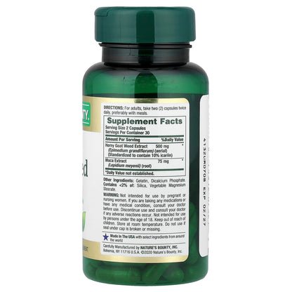 Nature's Bounty, Horny Goat Weed with Maca, 60 Capsules