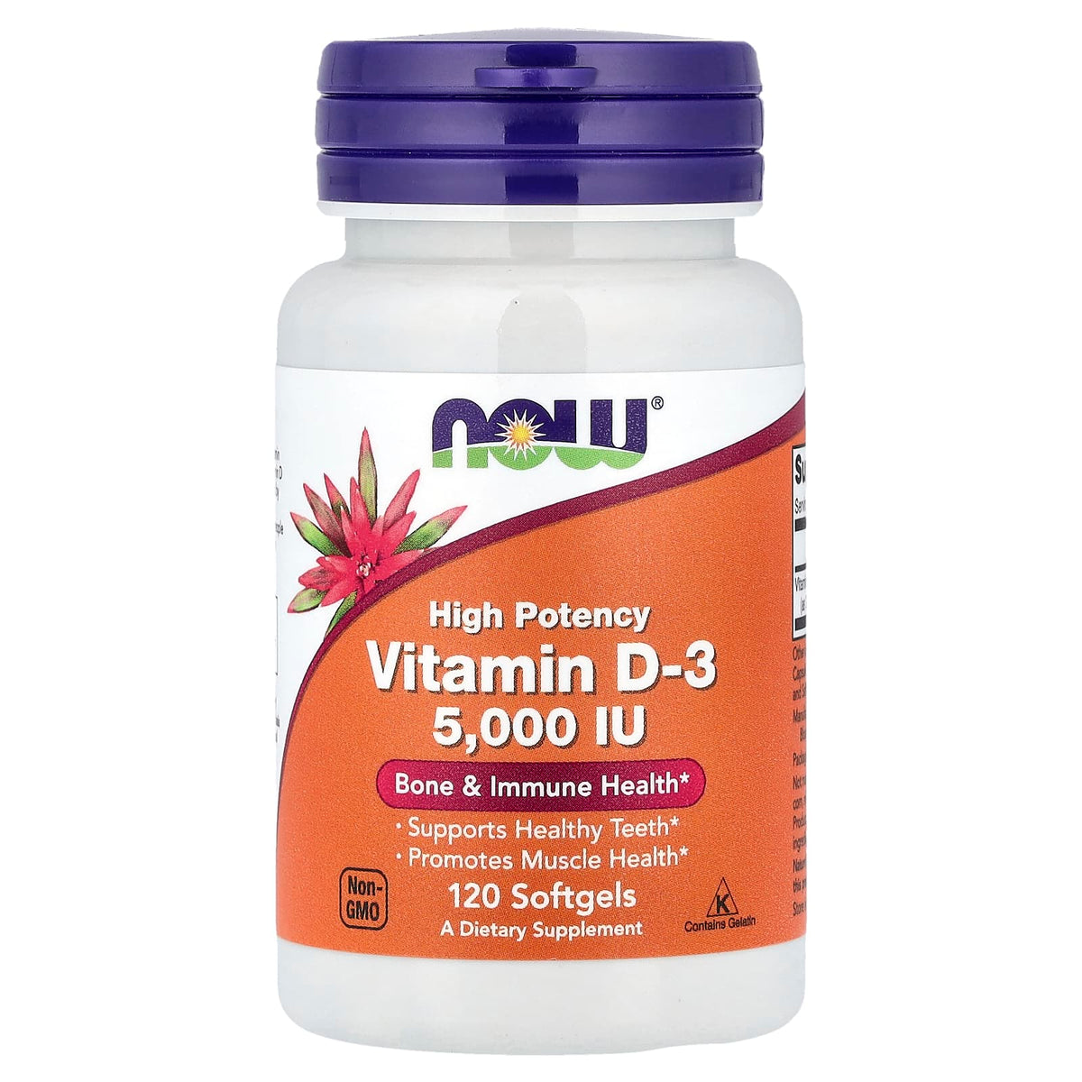 NOW Foods Vitamin D-3, High Potency 5,000 IU 120 Softgels
