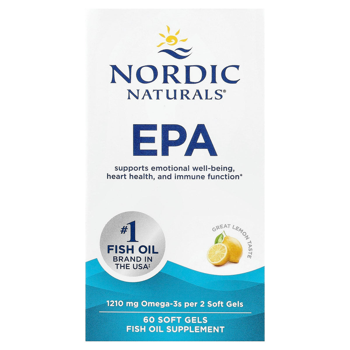 Nordic Naturals, EPA, Lemon, 1000 mg, 60 Soft Gels