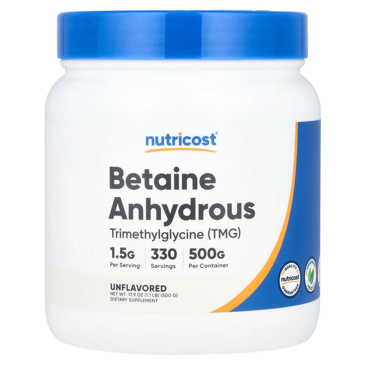 Nutricost, Betaine Anhydrous, Unflavoured, 17.9 oz (500 g)