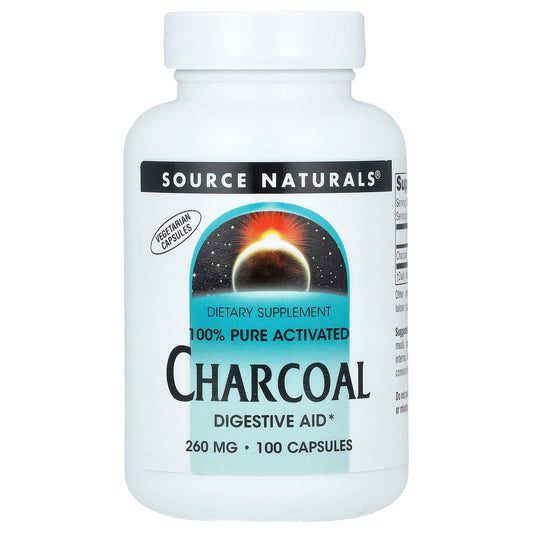 Source Naturals, 100% Pure Activated Charcoal, 260 mg, 100 Capsules