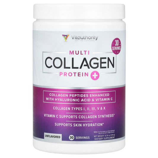 Vitauthority, Multi Collagen Protein+, Unflavoured, 8.26 oz (234 g)