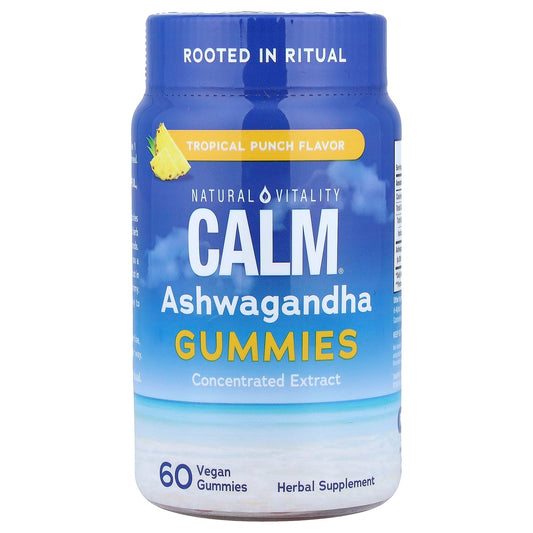 Natural Vitality, Calm®, Ashwagandha Gummies, Tropical Punch, 60 Vegan Gummies