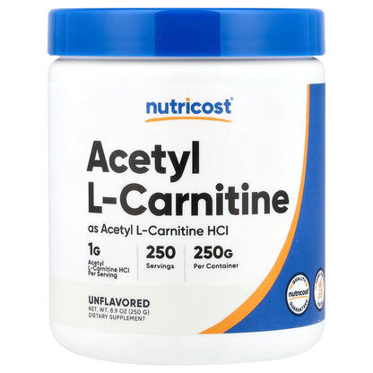 Nutricost, Acetyl L-Carnitine, Unflavoured, 8.9 oz (250 g)