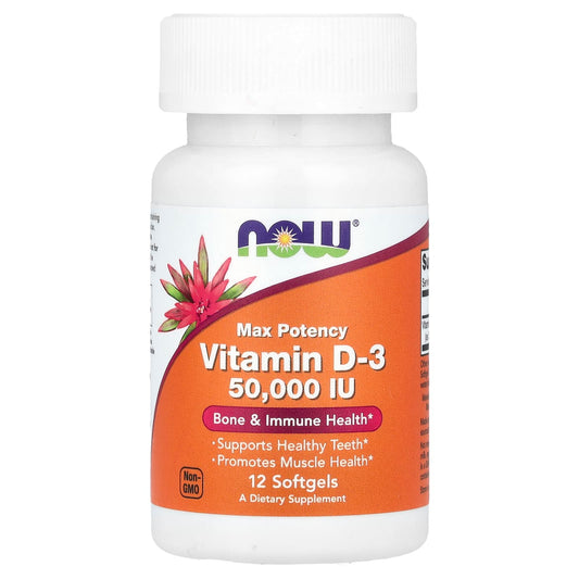 NOW Foods Vitamin D-3, Max Potency 50,000 IU 12 Softgels