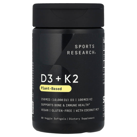 Sports Research Vitamin D3 + K2 250 mcg 100 mcg 60 Veg Softgels