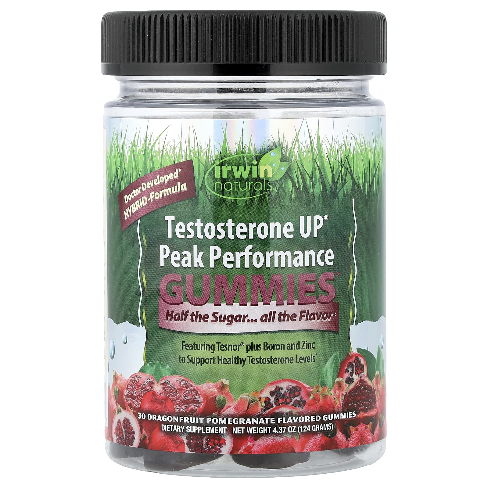 Irwin Naturals, Testosterone UP® Peak Performance Gummies, Dragon fruit Pomegranate, 30 Gummies